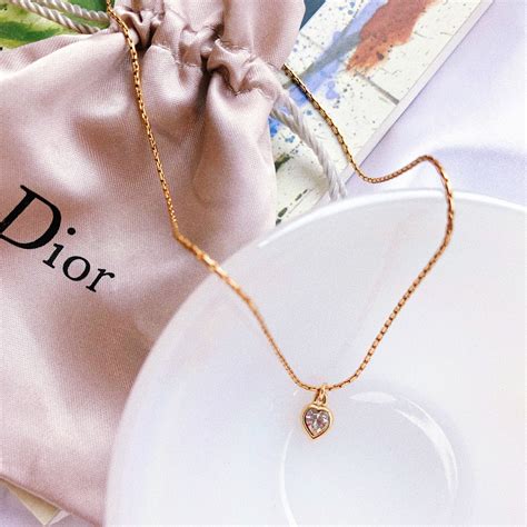 dior in heart lights necklace|vintage christian Dior heart necklace.